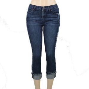 Karl Lagerfeld Sz 4P x 24 Blue Denim Pocket Fringe Crop Cotton Elastane Jean